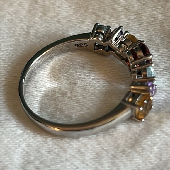 Sterling Silver Red Garnet, Topaz, Citrine and Amethyst Ring - Picture 2 of 4